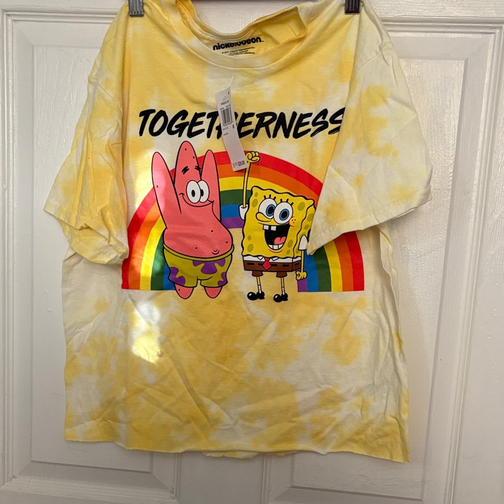 Nickelodeon Yellow Tie-Dye SpongeBob & Patrick Togetherness Tee